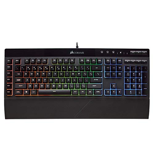 Corsair K55 RGB Gaming Keyboard - Quiet & Satisfying LED Backlit Keys - Media Controls - Wrist Rest Included - Onboard Macro Recording