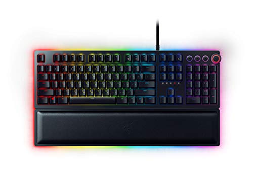 Razer Huntsman Elite Gaming Keyboard: Fastest Keyboard Switches Ever - Clicky Optical Switches - Chroma RGB Lighting - Magnetic Plush Wrist Rest - Dedicated Media Keys & Dial - Classic Black